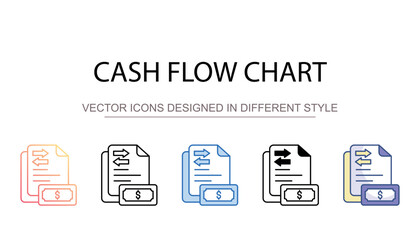 Cash Flow Chart icon design with white background stock illustration