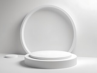 Clean white 3d podium scene for product display or mockup