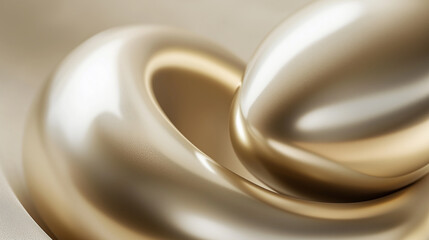 smooth, metallic egg shapes with soft curves and rounded edges interlaced in an abstract composition