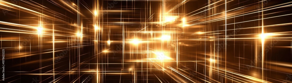 Poster dynamic abstract image depicting radiant lines and bright lights, creating a sense of depth and move