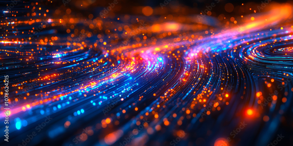 Poster futuristic abstract visualization of artificial intelligence and neural networks in big data