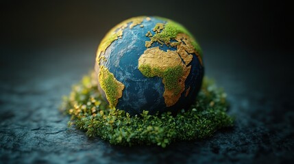 Fototapeta premium Earth Globe on Green Grass