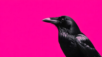 Fototapeta premium Artistic Silhouette of a Crow Bird Against a Vibrant Background for Unique Wallpaper Design