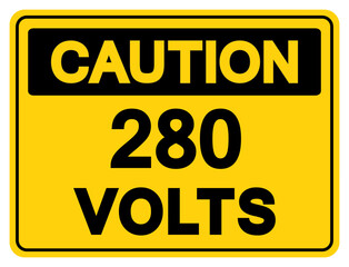 Caution 280 Volts Tag Symbol Sign,Vector Illustration, Isolate On White Background Label. EPS10