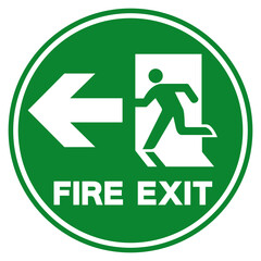 Fire Exit Arrow Left Symbol Sign, Vector Illustration, Isolate On White Background Label. EPS10