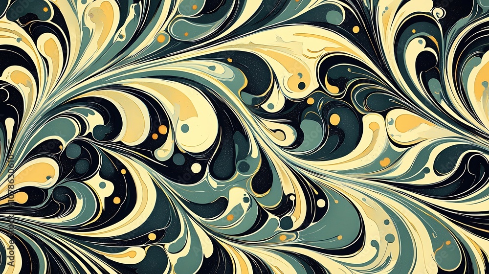 Poster colorful abstract swirl pattern with flowing lines and shapes creating a vibrant and dynamic design 