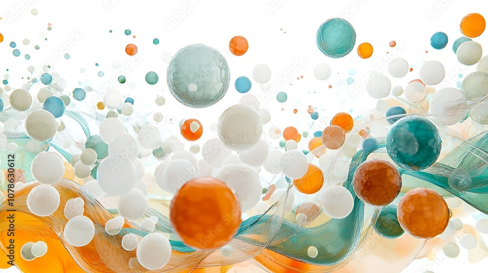 Aufkleber abstract composition of colorful spheres and fluid shapes creating a dynamic visual experience of mo