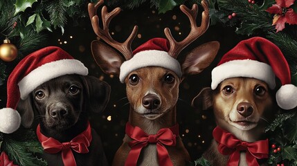Festive Dogs Dressed for Holiday Celebration