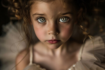 Fototapeta premium Generative AI Image of Young Girl kid child Ballerina in Dance Studio Setting