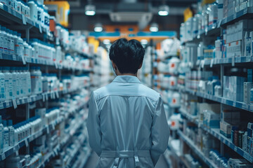 Generative AI Image of Pharmacist at Work in a Pharmacy, medication sphere, meds prescription