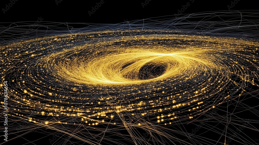 Poster visualization of data solutions as swirling vortex, showcasing dynamic movement and intricate patter