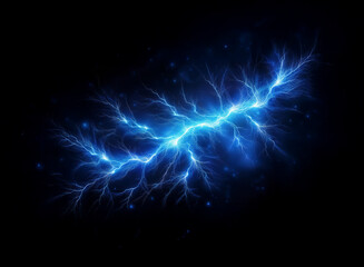 An abstract image of blue electric lightning bolts against a black background.