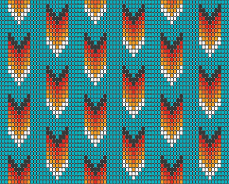 Western Aztec beaded tribal arrows teal Raster Pattern. Colorful native Aztec beads arrows seamless pattern.