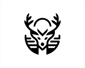 Deer head icon symbol vector illustration. Deer logo vector template. Silhouette deer logo design for T-shirts.