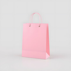 White blank tote bag mockup, on a pink background, isolated with a softly blurred background