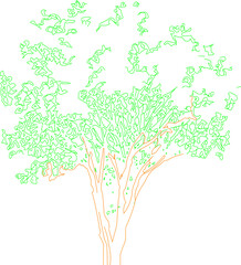 Fototapeta premium Vector sketch illustration silhouette artistic ethnic tree plant drawing design
