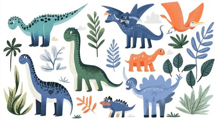 Cheerful Cartoon Dinosaurs Collection for Kids