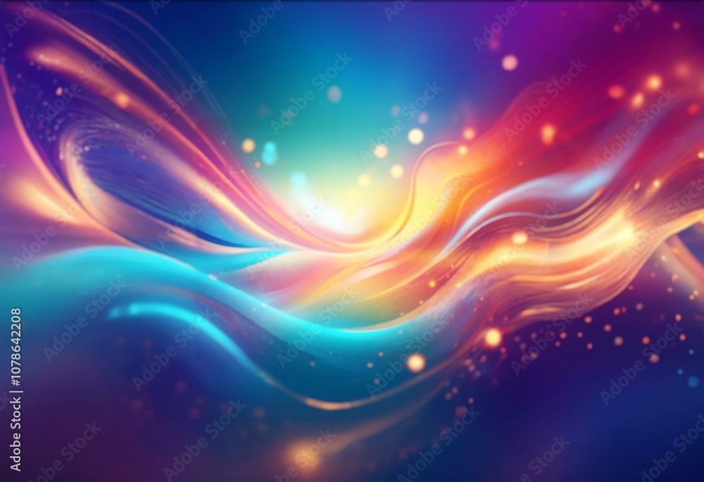 Aufkleber Abstract glowing waves and bokeh on a dark background.