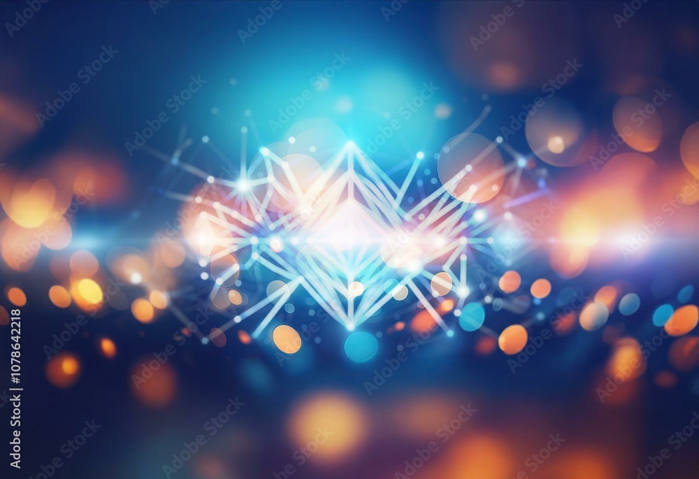 Aufkleber A network of glowing lines and points on a dark blue background creates a geometric pattern.