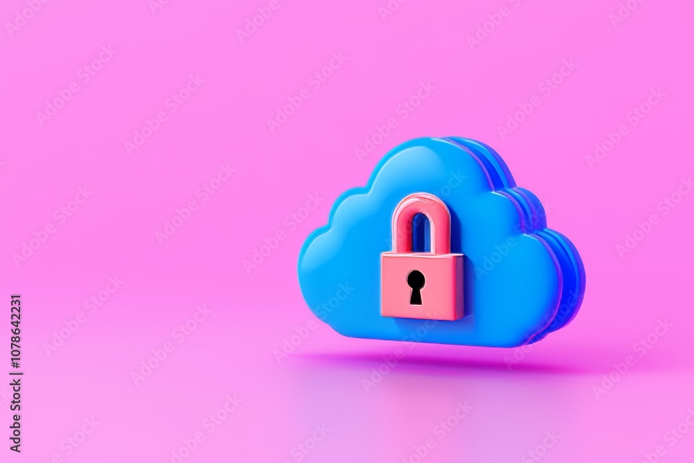 Poster symbolizing cloud computing security, a glowing cloud is floating over a motherboard