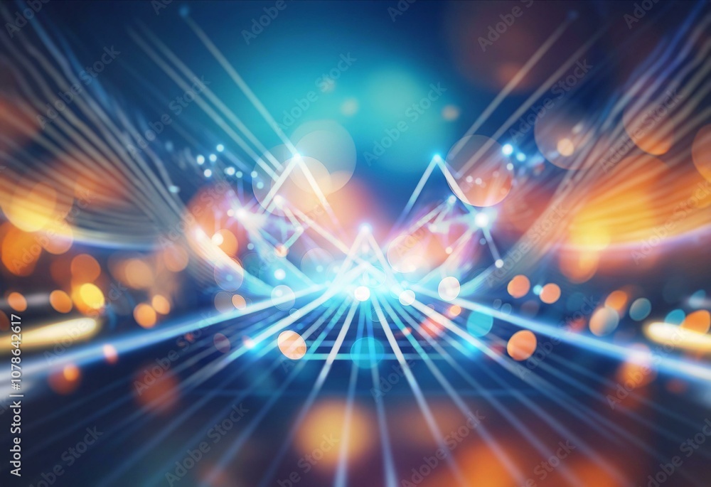 Poster a digital abstract of a dark background with glowing blue lines and connected white dots.