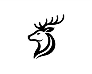Deer head icon symbol vector illustration. Deer logo vector template. Silhouette deer logo design for T-shirts.