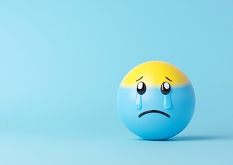Blue face emoji with a contorted expression and tears streaming down its cheeks