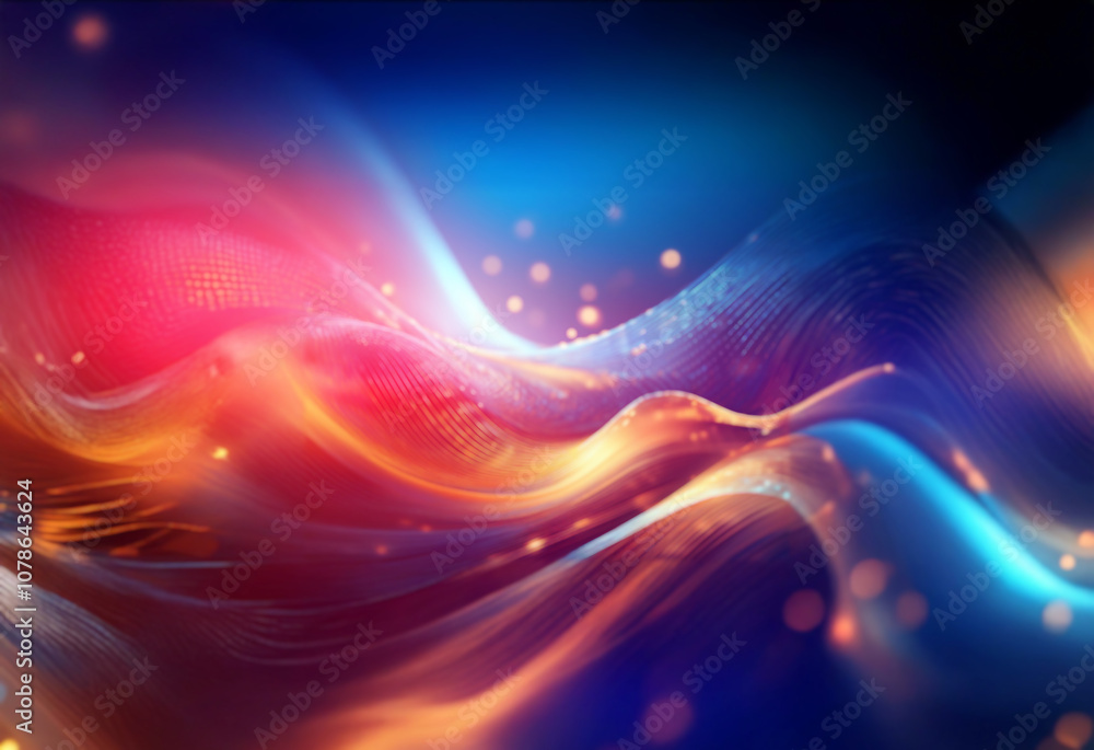 Aufkleber abstract glowing wavy lines with sparkling lights.