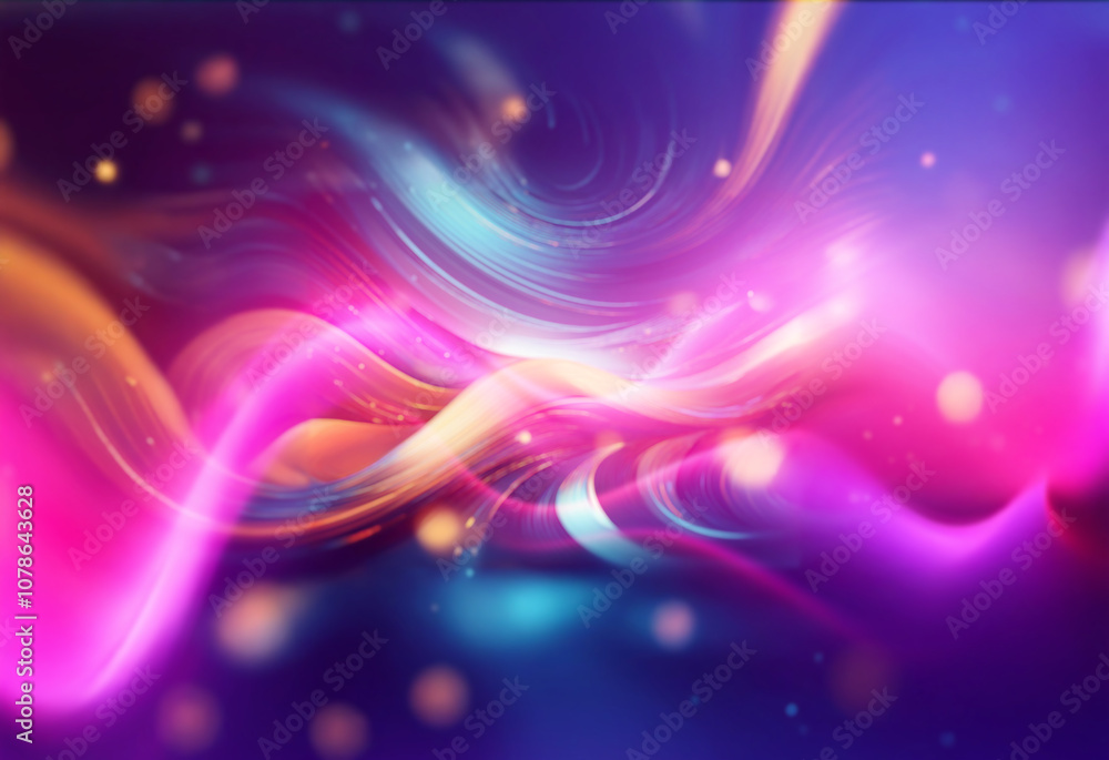 Aufkleber glowing colorful lines with blue and orange light trail effects, abstract background.