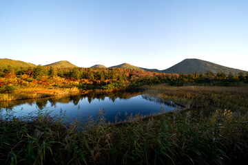 日本,青森,睡蓮沼の紅葉