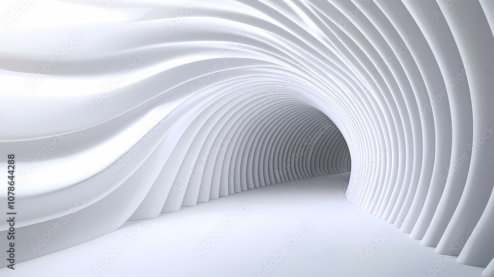 Aufkleber the image shows a white tunnel-like structure with a soft, undulating surface. the tunnel leads to a