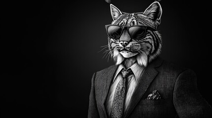 Stylish Lynx in Suit with Sunglasses