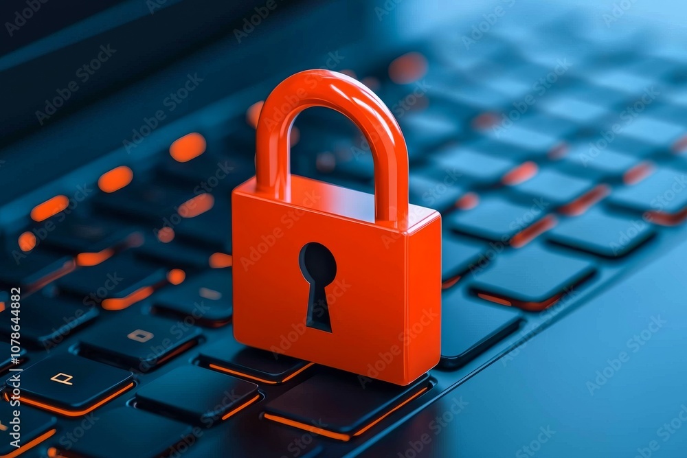 Aufkleber internet security and data protection concept, blockchain and cybersecurity, text copy space.