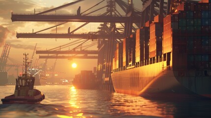 Shipping service for transporting goods through container vessels for import and export