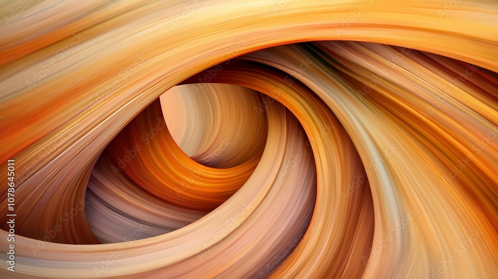 Aufkleber the image is a 3d rendering of a swirling, abstract pattern, made up of lines that are orange, brown