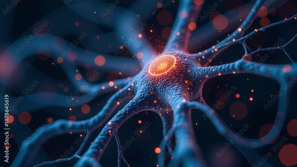 Poster vibrant neural network: futuristic visualization of brain connectivity