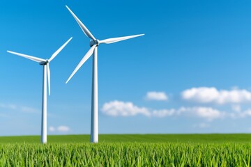 Fototapeta premium This is a panoramic view of a wind farm or wind park, which contains high wind turbines for generating electricity. It is a green energy concept in Ninh Thuan, Vietnam.