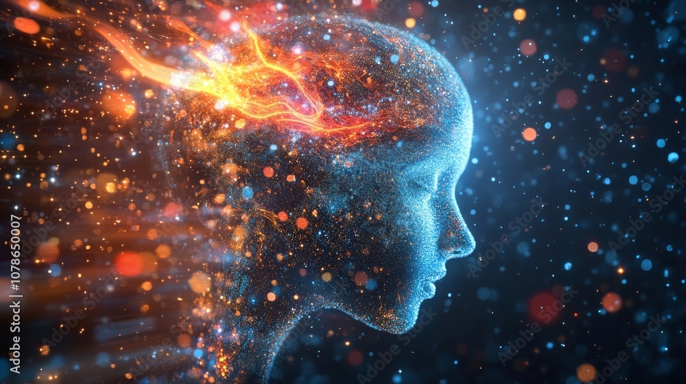 Poster abstract digital representation of artificial intelligence and human integration
