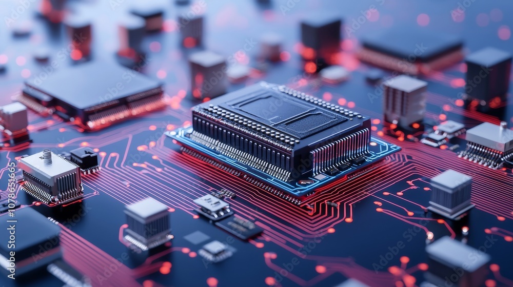 Aufkleber technology and computing network processor, digital science and electronic engineering, abstract bac