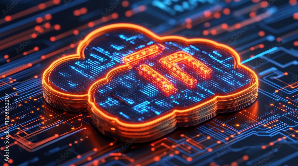 Poster cloud computing data storage with the letter 