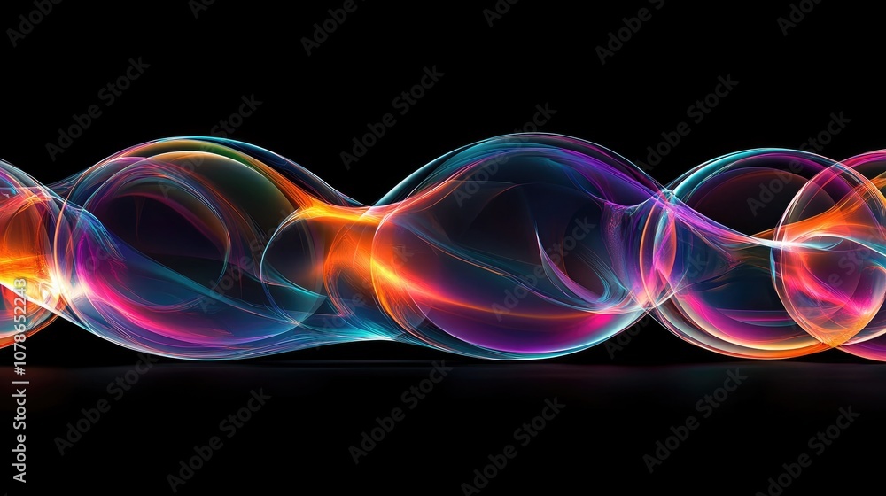 Poster vibrant neon circles with dynamic fluid gradient design