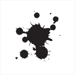 shows black ink splatters on a white background