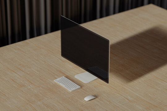 Computer showcasing artificial intelligence concept on desktop