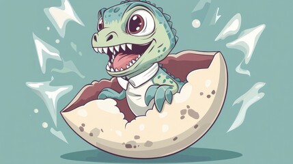 Cartoon Monster in a White Collar with Humor