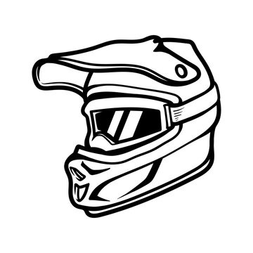 recommend clip art: motocross dirtike helmet isolated drawing coloring line art style sketch classic vintage design illustration