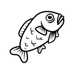 big fish tuna isolated drawing coloring line art style sketch classic vintage design illustration