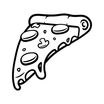 recommend clip art: slice of cheese pizza isolated drawing coloring line art style sketch classic vintage design illustration