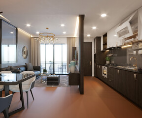 3d render living room