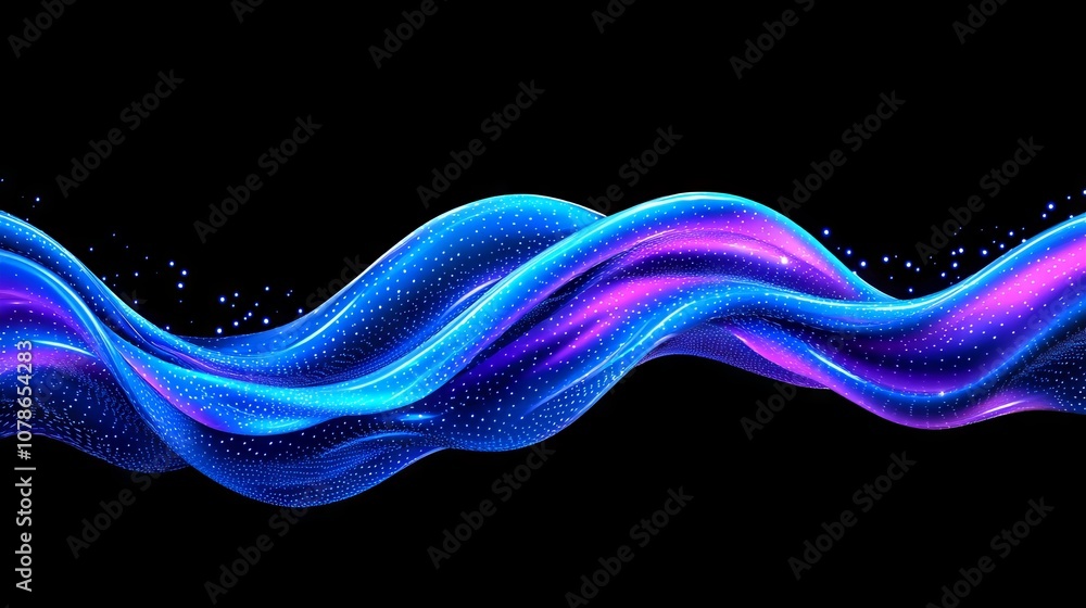 Aufkleber hyperrealistic blue tech background with digital waves, dynamic network systems, artificial neural c