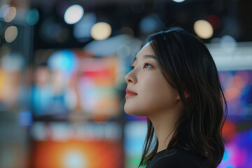 Naklejka premium Generative AI professional male female Television Reporter in broadcast Studio with Camera